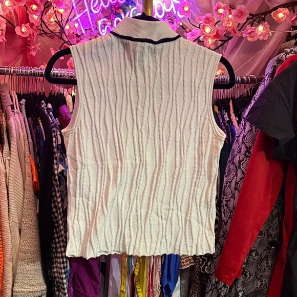 Jamie sadock Cream Ribbed Sleeveless Tank with Black Trim - Picture 3 of 3